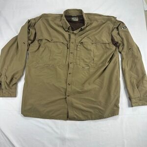 Drake Waterfowl Systems Fishing Shirt‎ Beige Mens 3XL Long Sleeve Button Up